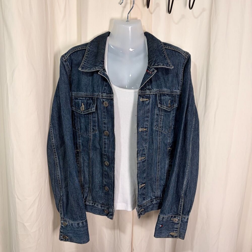 Tommy Hilfiger Vintage 90s Dark Wash Denim Trucker Jacket XL
